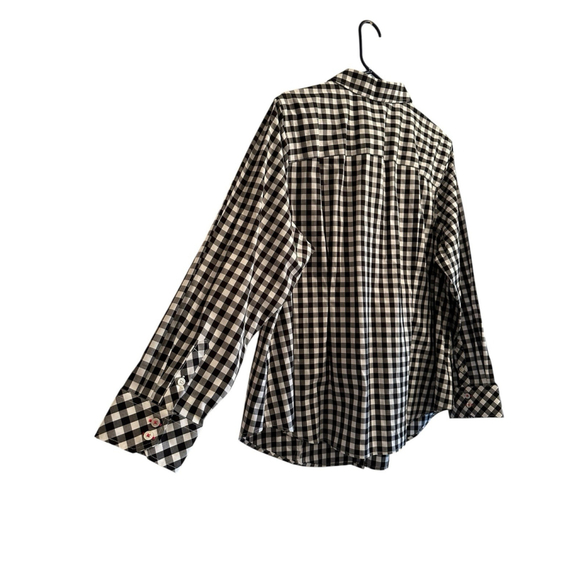 Talbots Gingham Check Button-down Blouse Womens 18W Black & White Fall Festival - Picture 6 of 17